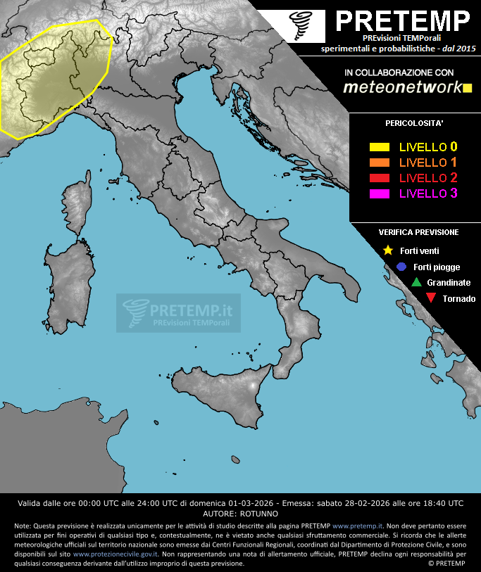 Mappa previsione del 08 marzo 2026