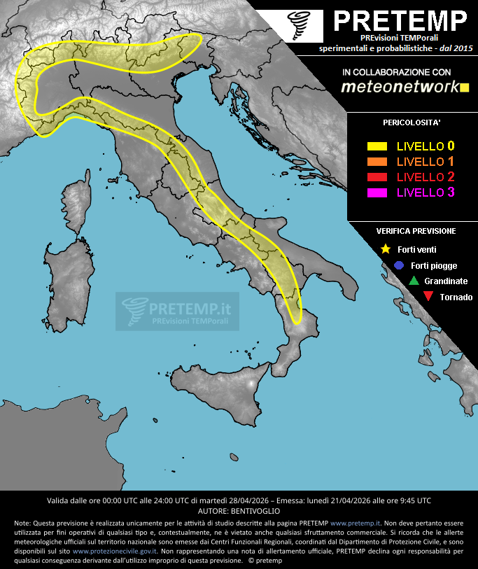 Mappa previsione del 28 aprile 2026
