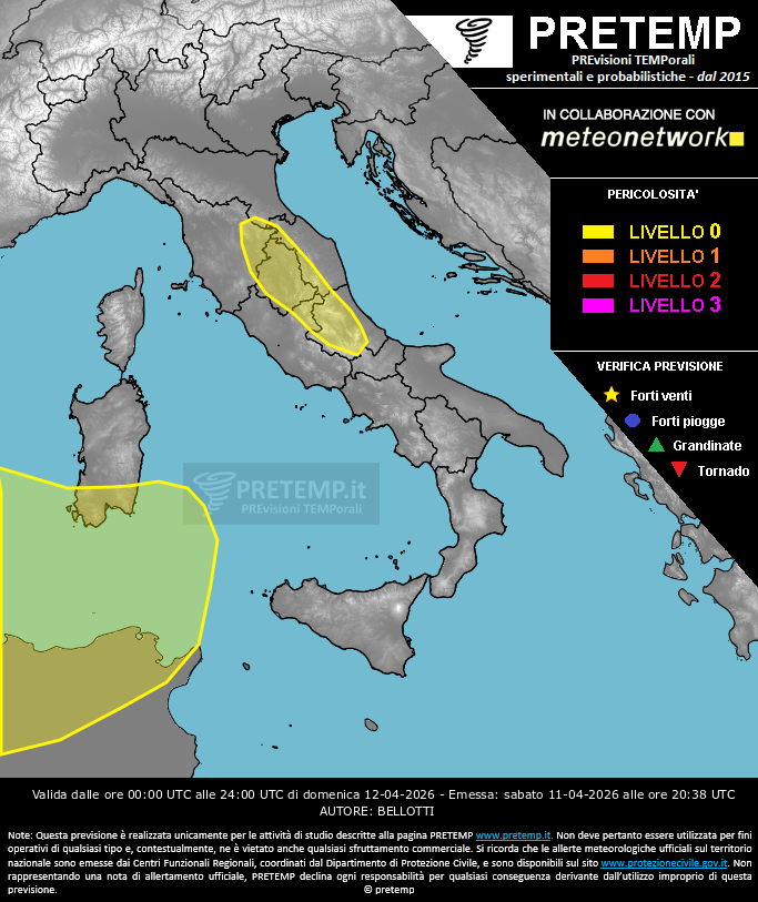 Mappa previsione del 12 aprile 2026