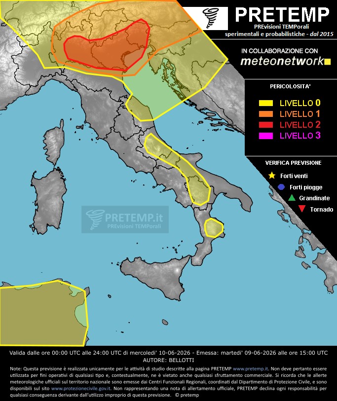 Mappa previsione del 10 giugno 2026